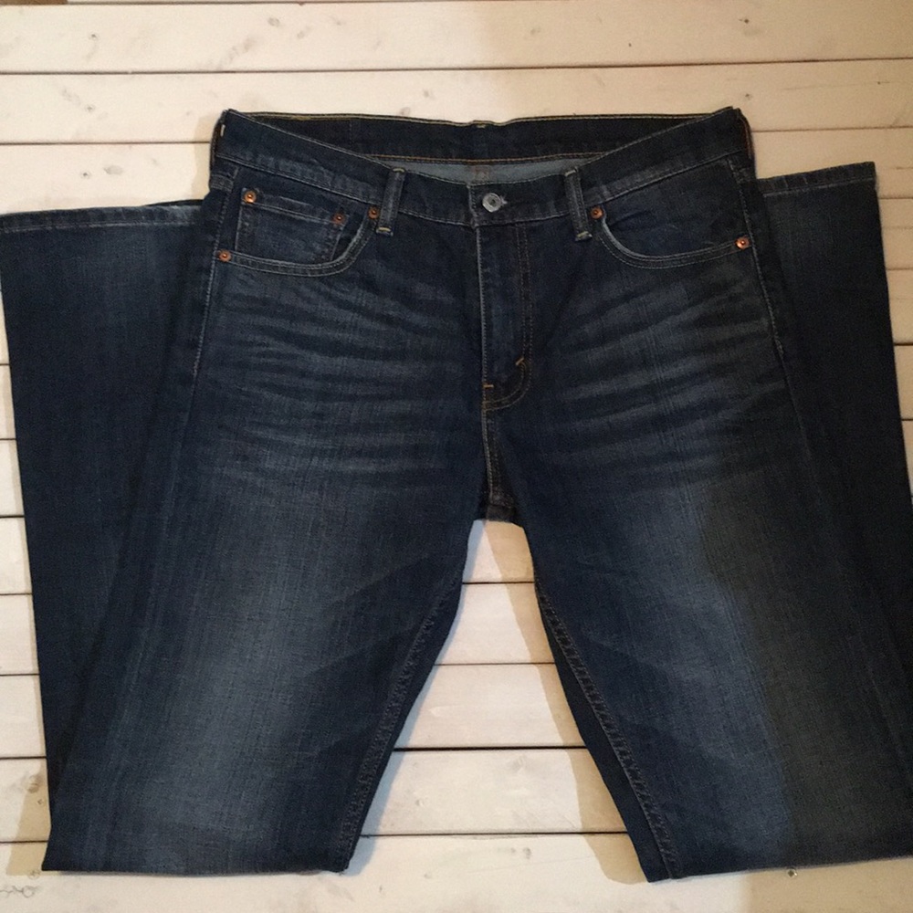 Levi’s 527 Dark wash with faint whiskering